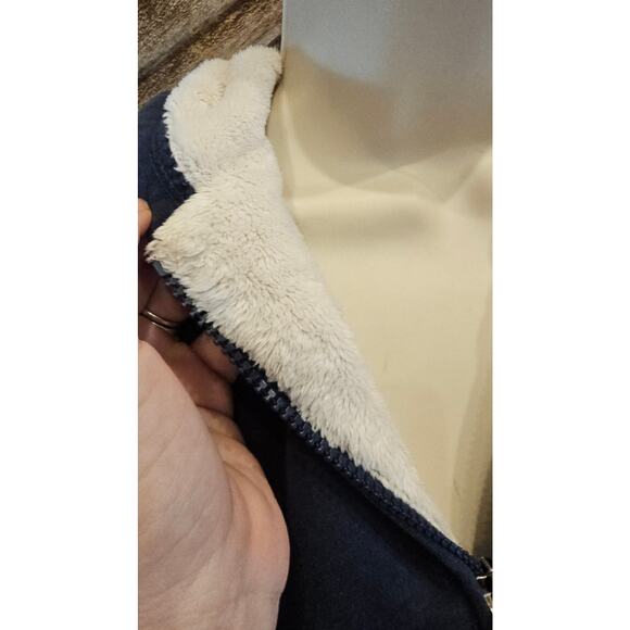 L.L.Bean navy blue SOFT thick fleece lining warm winter zip up hoodie jacket S - Picture 5 of 7